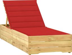  vidaXL Leżak z czerwoną poduszką, impregnowane drewno sosnowe