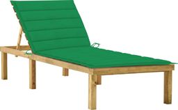  vidaXL Leżak z zieloną poduszką, impregnowane drewno sosnowe