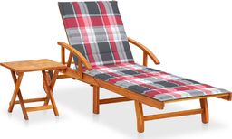  vidaXL Ogrodowy leżak ze stolikiem i poduszką, lite drewno akacjowe