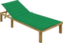  vidaXL Leżak z zieloną poduszką, impregnowane drewno sosnowe