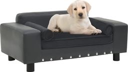  vidaXL Sofa dla psa, ciemnoszara, 81x43x31 cm, plusz i sztuczna skóra