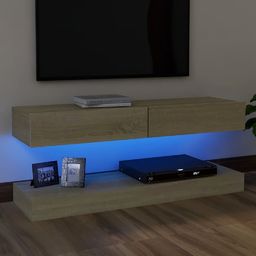 vidaXL Szafka pod TV z oświetleniem LED, dąb sonoma, 120x35 cm