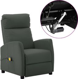  vidaXL Rozkładany fotel masujący, elektryczny, szary, ekoskóra