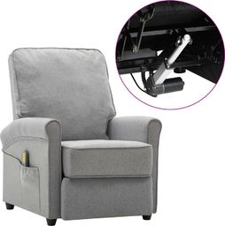  vidaXL Rozkładany masujący fotel elektryczny, jasnoszary, tkanina