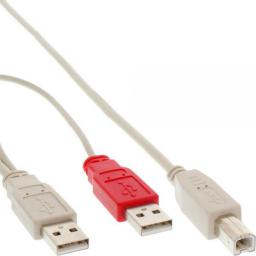 Kabel USB InLine 2x USB-A - USB-B 1 m Szary (34510X)