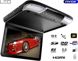 Nvox Monitor samochodowy podwieszany podsufitowy lcd 12cali cali dvd hdmi usb sd av gry