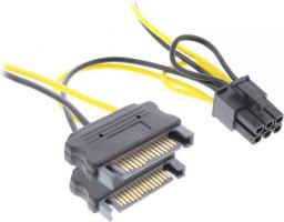 InLine SATA 15-pin - PCIe 6-pin, 0.15m, Żółty (26628B)