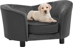  vidaXL Sofa dla psa, ciemnoszara, 69x49x40 cm, plusz i sztuczna skóra