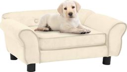  vidaXL Sofa dla psa, kremowa, 72x45x30 cm, pluszowa