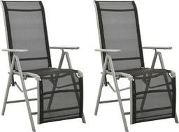  vidaXL Rozkładane krzesła ogrodowe, 2 szt., textilene i aluminium
