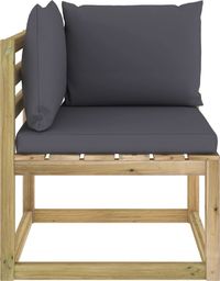  vidaXL Moduł sofy narożnej z poduszkami, impregnowane drewno