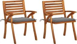  vidaXL Krzesła ogrodowe z poduszkami, 2 szt., lite drewno akacjowe