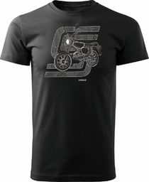  Topslang Koszulka motocyklowa z motocyklem Simson Enduro S50 S51 męska czarna REGULAR XL
