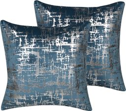  Shumee Zestaw 2 poduszek dekoracyjnych geometryczny wzór 45 x 45 cm niebieski GARDENIA