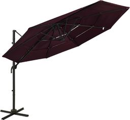  vidaXL 4-poziomowy parasol na aluminiowym słupku, bordowy, 3x3 m