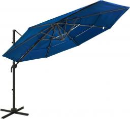  vidaXL 4-poziomowy parasol na aluminiowym słupku, lazurowy, 3x3 m