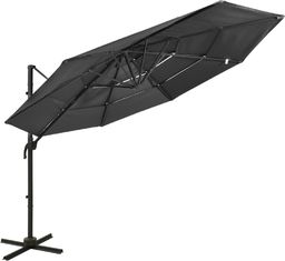  vidaXL 4-poziomowy parasol na aluminiowym słupku, antracytowy, 3x3 m