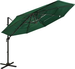  vidaXL 4-poziomowy parasol na aluminiowym słupku, zielony, 3x3 m