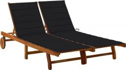  vidaXL 2-osobowy leżak ogrodowy z poduszkami, lite drewno akacjowe