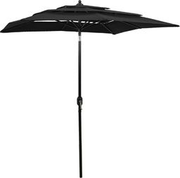  vidaXL 3-poziomowy parasol na aluminiowym słupku, czarny, 200x200 cm