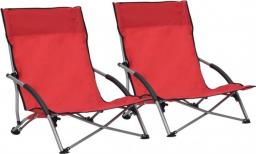  vidaXL Składane krzesła plażowe, 2 szt., czerwone, obite tkaniną