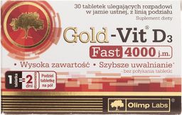 Quicksilver Olimp Gold-Vit D3 4000 j.m. Fast, smak jabłkowy - 30 tabletek