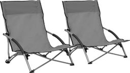  vidaXL Składane krzesła plażowe, 2 szt., szare, obite tkaniną