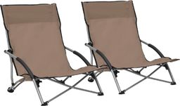  vidaXL Składane krzesła plażowe, 2 szt., kolor taupe, obite tkaniną