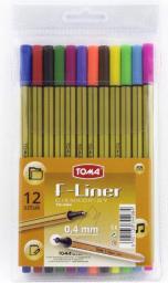  Toma Cienkopis F-Liner 0.4mm, 12 kolorów (TO-344 Z98)