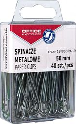  Office Products Spinacze metalowe OFFICE PRODUCTS, gładkie, 50mm, w pudełku, 40szt., srebrne