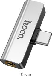 Adapter USB Hoco LS26 USB-C - Jack 3.5mm x2 Srebrny  (6931474705884)