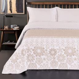  Decoking Narzuta ALHAMBRA, Mikrofibra, Beż+Biały, 170x210 cm, DecoKing