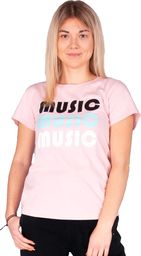  YOCLUB Podkoszulki t-shirt damski różowy Music L () - PK-039/TSH/WOM#L