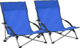  vidaXL Składane krzesła plażowe, 2 szt., niebieskie, obite tkaniną