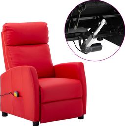  vidaXL Rozkładany fotel masujący, elektryczny, czerwony, ekoskóra