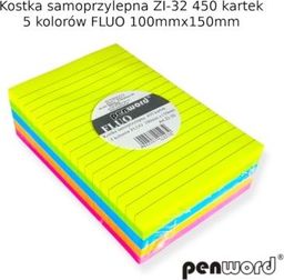 Penword KOSTKA SAMOPRZYLEPNA ZI-32 5 KOLORÓW FLUO 100mmx150mm 450 KARTEK [opak=10szt] Penword