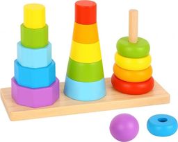Tooky Toy TOOKY TOY Drewniane Sortery Trzy Wieże Do Układania Mniejszy - Większy
