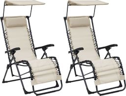  vidaXL Składane krzesła tarasowe, 2 szt., tworzywo textilene, kremowe