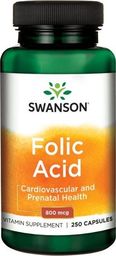 Swanson Swanson - Kwas Foliowy, 800mcg, 250 kapsułek