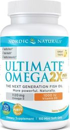  Nordic naturals Nordic Naturals - Ultimate Omega 2X Mini z Witaminą D3, 1120mg, Smak Cytrynowy, 60 kapsułek miękkich