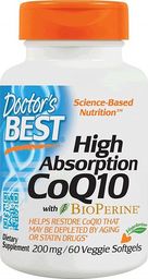  DOCTORS BEST Doctor's Best - Koenzym Q10 z Bioperiną, 100 mg, 60 wegańskich kapsułek miękkich