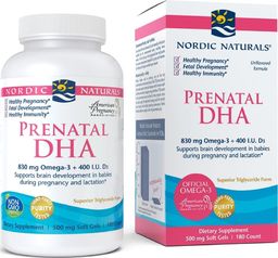 Nordic naturals Nordic Naturals - Prenatal DHA, 830mg, Bezsmakowe, 180 kapsułek miękkich