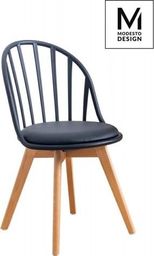  Modesto Design MODESTO krzesło ALBERT czarne - polipropylen, ekoskóra, drewno bukowe