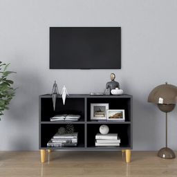  vidaXL Szafka TV z drewnianymi nóżkami, szara, połysk, 69,5x30x50 cm