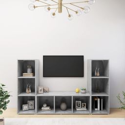 vidaXL Szafki TV, 3 szt., szarość betonu, 107x35x37 cm, płyta wiórowa
