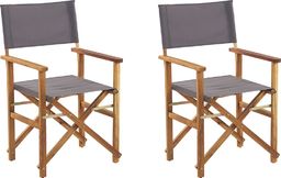  Shumee Zestaw 2 krzeseł ogrodowych akacjowych jasne drewno z szarym CINE
