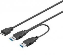Kabel USB PremiumCord 2x USB-A - micro-B 0.3 m Czarny (ku3y01)