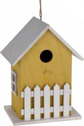  KMTP Domek dla ptaków drewniany domek lęgowy do ogrodu tarasu kolor żółty 12x16x23cm