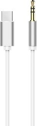 Kabel USB Partner Tele.com Adapter HF/audio Typ C - Jack 3,5mm biały kabel (męski)
