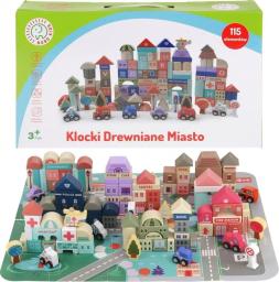 NoboKids Drewniane Klocki Edukacyjne Zestaw Miasto 115 el.